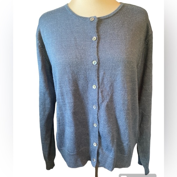 Erika & Co sweater cardigan button down front long sleeve crewneck size large - Picture 1 of 8